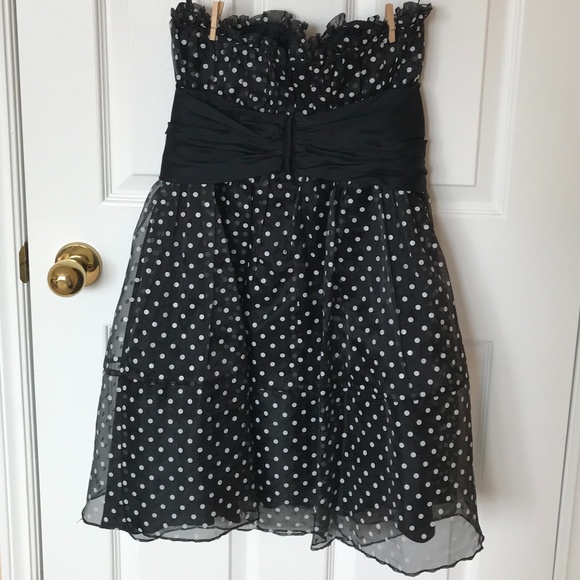VINTAGE BETSEY JOHNSON Strapless Polka Dot Dress 8 - Picture 3 of 8